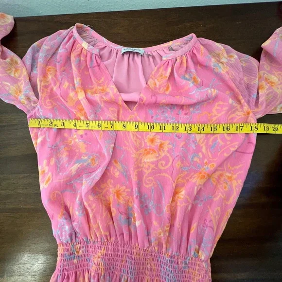 Ramy Brook Pink Long Sleeve Dress Size XS Long Sleeve Smocked Summer Spring - Picture 10 of 12